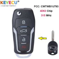 KEYECU รีโมกุญแจแบบพลิกอัปเกรดสำหรับ Ford Mustang Edge Escape Expedition Explorer, Fob 4ปุ่ม-315Mhz-ชิป4D63-CWTWB1U793