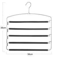 5X Pants Hangers 5 Layers Metal Slack Magic Hangers Non-Slip Foam Padded Swing Arm Space Saving Hanger Storage Organizer