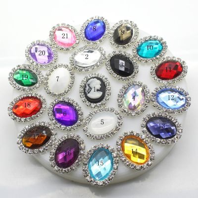 【CW】 ZMASEY Metal Buttons 10Pcs/set 20mmx25mm Oval Flatback Rhinestone Wedding Invitation Sewing Accessories