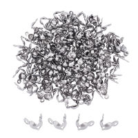 200pcs Bead Tips 304 Stainless Steel Calotte Ends 1.5mm Hole Clamshell Knot Cover for DIY Jewelry Making Stainless Steel Color