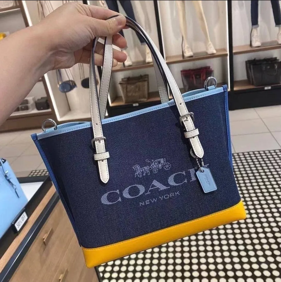 Original Coach Mollie Tote 25 In Colorblock Canvas and Smooth