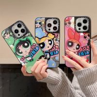 เคสโทรศัพท์มือถือแบบกระจก ลาย Powerpuff Girls สําหรับ Samsung Galaxy S23 Ultra S22 Plus S21 FE S20 Note20Ultra A12 A13 A14 A22 A23 A24 A32 A33 A34 A51 A52 A53 A54 A71 A72 A73