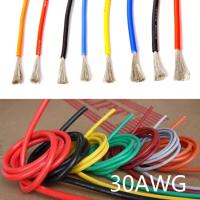 30AWG สายซิลิโคน0.06มม. สายเคเบิลไฟฟ้าฉนวนยืดหยุ่นได้กันความร้อนแกนซิลิก้าเจลซอฟท์สายทดสอบแกน DIY