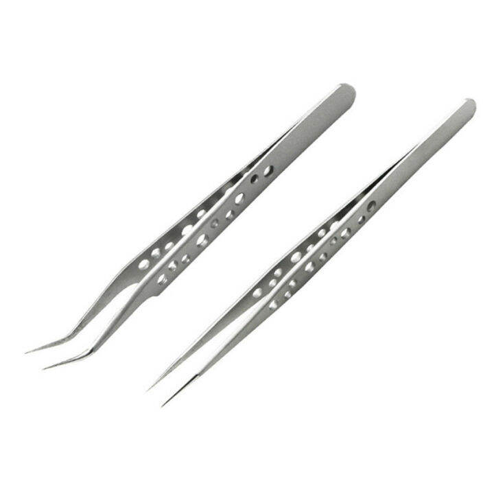 2pcs 9-Hole Anti-Static Tweezer, Professional Stainless Steel Precision ...