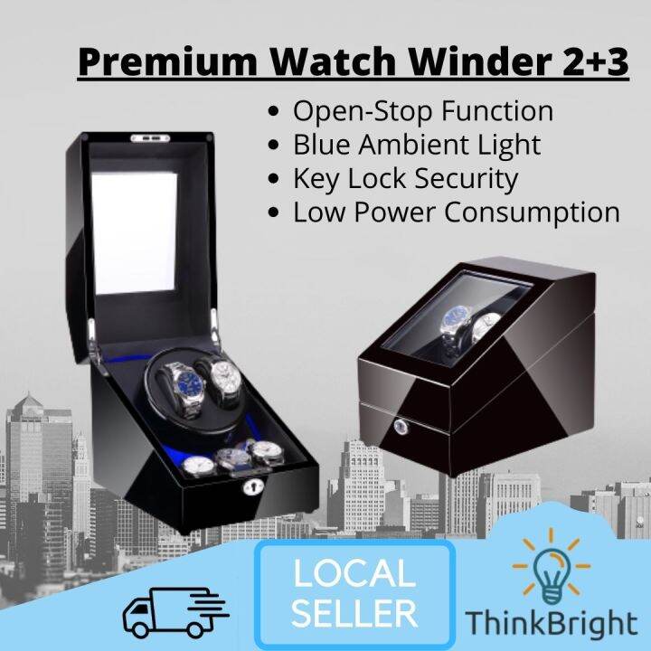 Premium Watch Winder 2+3 SelfWinding Box Watch Storage Box with LED