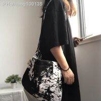 Shoulder Bags Women Vintage Tie-dye Linen Bag Cross-body Students Harajuku Leisure Big Capacity Totes Trendy Handbags All-match