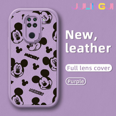 Jlingji เคสสำหรับ Xiaomi Redmi โน๊ต9S Note 9S Note 9 Pro Max Xiaomi Poco M2 Pro กระแสแฟชั่นรูปแบบมิกกี้เมาส์ใหม่โทรศัพท์ดีไซน์ด้านข้างฝาครอบหนังดีไซน์ใหม่ Lensa Kontak กล้องบางป้องกันเคสกันกระแทก