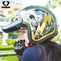 Soman หมวกกันน็อคคาร์บอนไฟเบอร์มอเตอร์ไซค์ย้อนยุค,3/4เปิดหน้า Casco Moto สำหรับ Harley รถจักรยานยนต์หมวกกันน็อคจุด