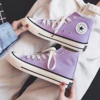 Purple High-top Women Canvas Shoes High Quality Women Casual Shoes Canvas Rubber Female Flat Shoes