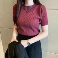 COD dhdfxcz Korean Style Women Ladies Slim Round Neck Knitted Tops Long Sleeve Shirt Blouse Baju Baju Wanita Lengan Panjang New Ready Stock