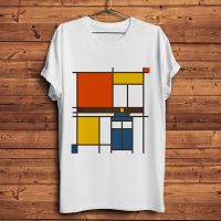Piet Mondrian Neoplasticism Artist T Shirt Men White Homme Cool Tshirt