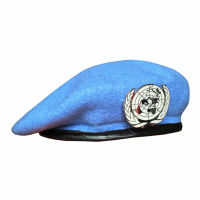 UN BLUE BERET United Nations Peacekping Force หมวกหมวกพร้อม UN Badge ขนาด58 59 60 Cm