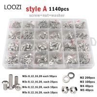 M2 M2.5 M3 M4 M5 304 Stainless Steel Allen Hexagon Hex Socket Button Round Head Screw Bolt Nut Washer Assortment Set Kit Box