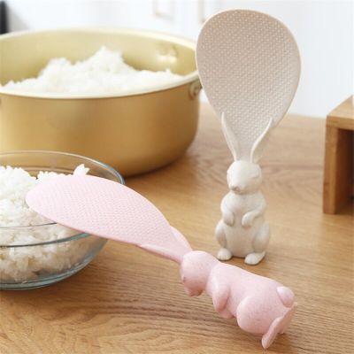 1pc Cute Rabbit Shaped Spoon Standing Rice Spoon Creative Non-stick Kitchen Tool Cooking Utensils