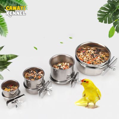 1 PC Birds Hanging Cage Bowl Stainless Steel Pet Birds Dish Cup Anti-turnover Feeding Food Drinking Feeder for Parakeet Lovebird