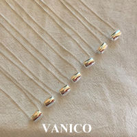 Plain Bead Barrel Pendant Necklace 925 Sterling Silver Delicate 18K Gold Plated High Polished Smooth Cylinder Beaded Necklace