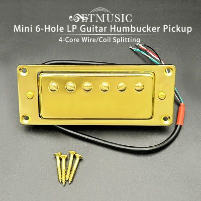 มินิ6หลุม4สายแกนหลัก Humbucker Pickup กีต้าร์ไฟฟ้าสำหรับกีต้าร์ LP สีดำ // โครเมี่ยม (คอและสะพานเป็นสากล)