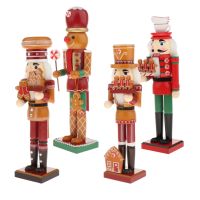 36cm Wooden Nutcracker Soldier Walnut Soldier Xmas Merry Christmas Decoration Desk Ornament Display Figure Handcraft Puppet Dol
