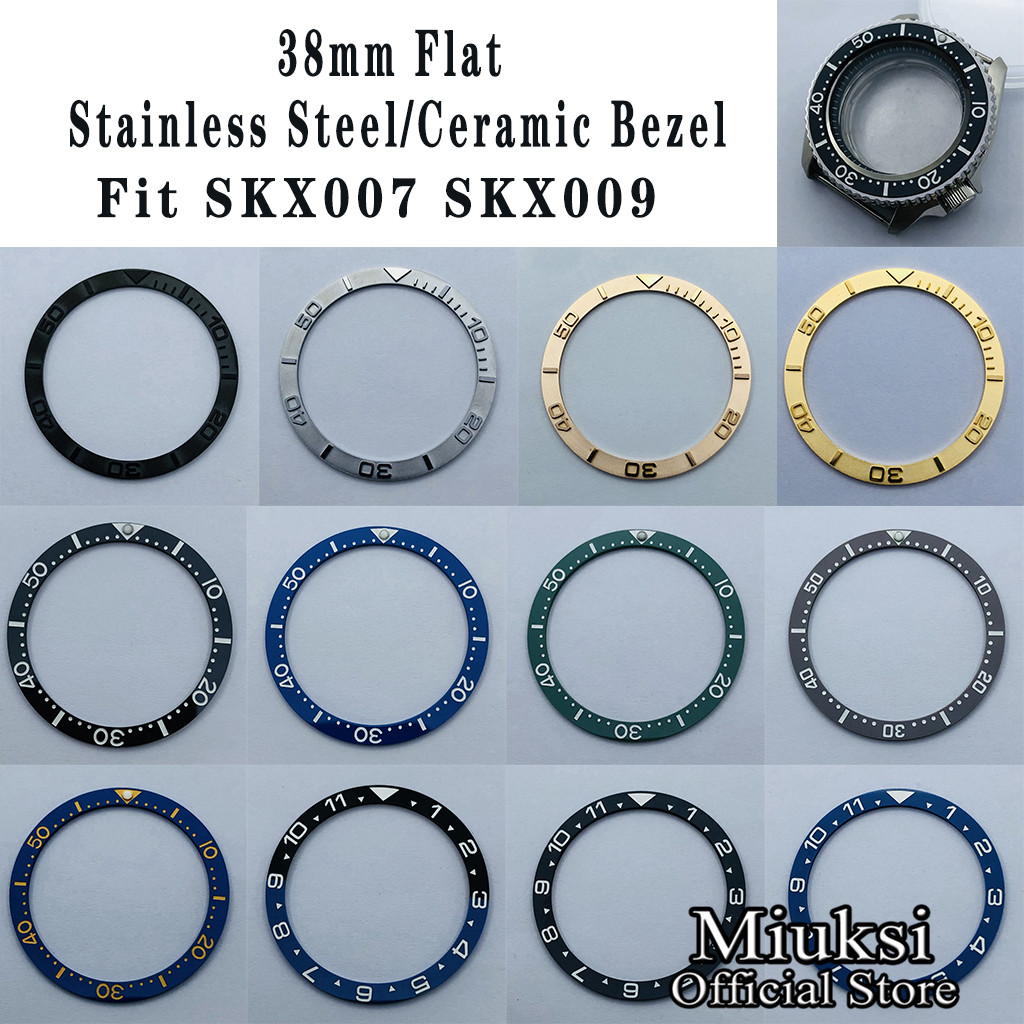 high quality 38MM*31.5MM flat alloy black blue insert fit SKX007 SKX009 model 