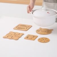 Wooden Insulation Table Mats Drink Coasters Cup Mat Cartoon Cat Table Placemats Cute Coaster Decor Kitchen Accessories