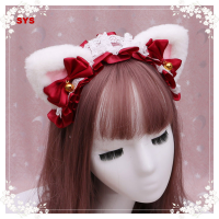 SYSแมวสาวผมโลลิต้าอุปกรณ์เสริมตุ๊กตาแมวLolita Headdressลูกไม้โบว์คาดศีรษะ