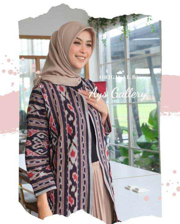 LONG OUTER TENUN IKAT TRADISIONAL MURAH SERAGAM KERJA KANTOR DINAS ...