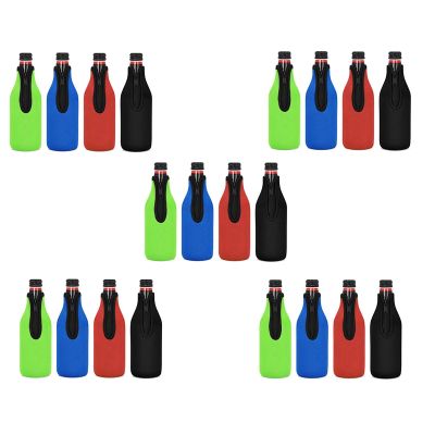 20 Pack Beer Bottle Insulator Sleeve Keep Drink Cold,Zip-Up Bottle Jackets,Beer Bottle Cooler Sleeves,Neoprene Cover