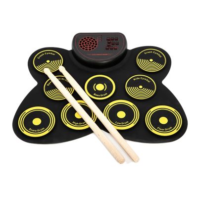1 Set Electronic Drum Set Lectronic Drum Pad Roll-Up Drum Pad Machine Built-in Speakerfor Kids
