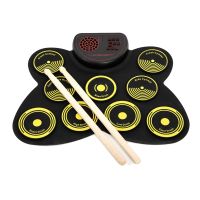 1ชุดกลองอิเล็กทรอนิกส์ชุด Lectronic Drum Pad Roll-Up Drum Pad Machine ลำโพงในตัวสำหรับเด็ก