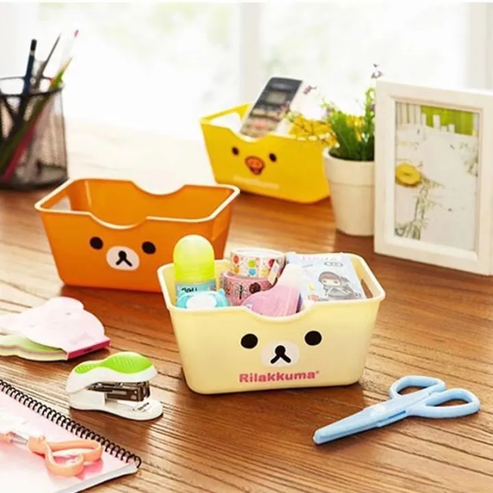 Desktop Organizer Mini Storage Box Rilakkuma Plastic Basket Lazada PH