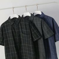 เสื้อเชิ้ตผู้ชายLapel,Plaid Open T-Shirt,เสื้อโปโลลำลอง