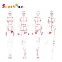 Fashion Illustration Rulers 4 Models Female Clothing Design Effect Diagram Fashion Painting Human Body Dynamic Template Ruler