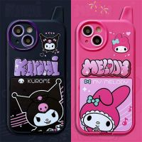 เคสพร้อมกระจกเข้ากันได้กับ IPhone14 13 12 11 Promax Kuromi เคสโทรศัพท์ย้อนยุคกันตก