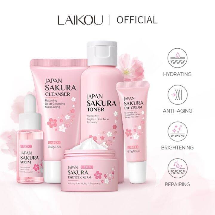 【COD】 LAIKOU Japan Sakura Skin Care Set Serum Rejuvenating Cream ...