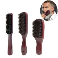 1Pcs Wood Handle Boar Bristle Cleaning Brush Hairdressing Men Beard Brush Anti Static Barber Hair Styling Comb Shaving Tools