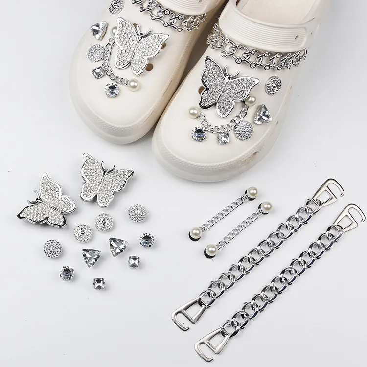 22pcs/Set Bling Shoe Charms Decoration For Croc Fit For Kids And Women  Party Birthday Gifts Jewelry Accessories Clog Sandal Shoe Accessories