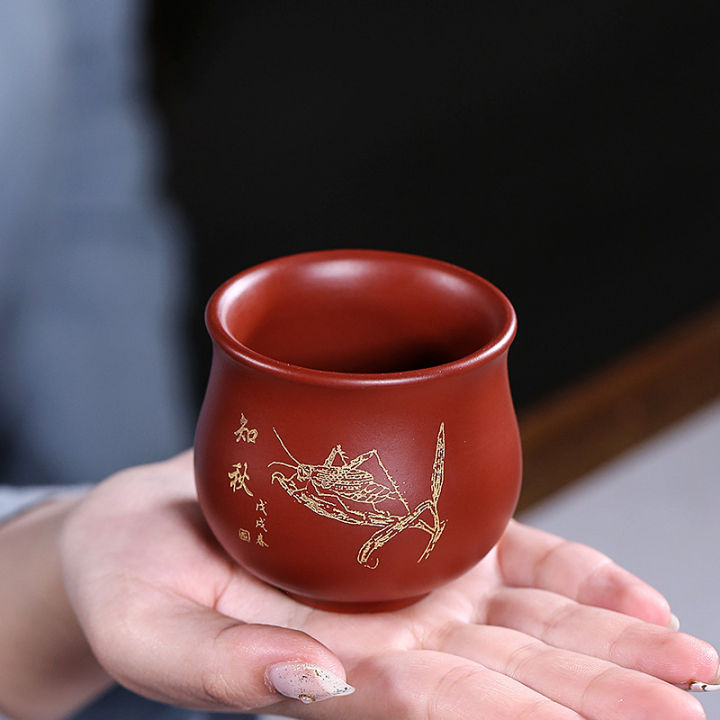 โคลนสีม่วงทรายสีม่วง-yixing-ถ้วยชาแบบถ้วยเดียวทำด้วยมือคุณภาพสูงกังฟูถ้วยชาดอกไม้และนกชุดน้ำชา7140เชียนฟัน