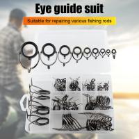 75PCS Fishing Rod Tip Ring Stainless Steel Ceramic Ring Saltwater Freshwater Pole Tip Repair Kit Smooth Spinning Casting Replacement Accessories Fish Tackle