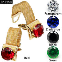 HAWSON Chain Stone Cufflinksสำหรับผู้ชายCufflinksเงาอุปกรณ์เสริมของขวัญผู้ชายCufflinksปุ่ม17มม.-Yrrey