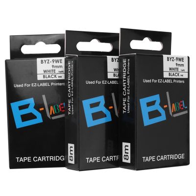 18 Pack 9mm Black on White Label Tape Label Maker Compatible with KL-120, KL-60, KL-100, KL750B,KL7200 Label Makers