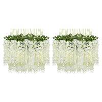 24 Pack (43.2 FT) Artificial Wisteria Vine Fake Wisteria Hanging Garland Silk Long Bush String Home Party Decor