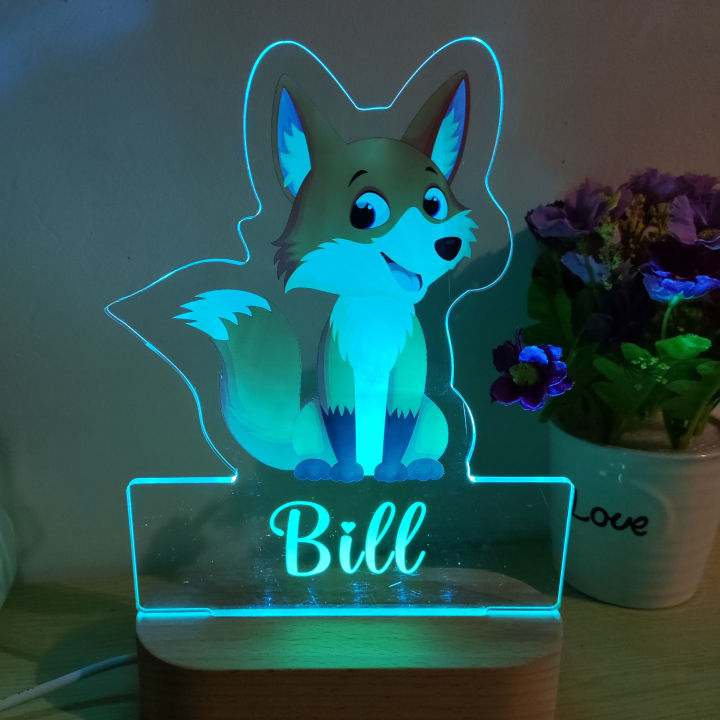 fox-shape-led-usb-custom-ชื่ออะคริลิค-night-light-ส่วนบุคคลการ์ตูนโคมไฟอะคริลิคสำหรับเด็กทารก-kids-children-room