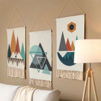 Tassel Tapestry Macrame Handmade Woven Cotton Linen Wall Hanging Cloth Nordic Art Tapestry Boho Aesthetic Room Decoration