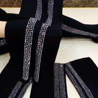 ใหม่ฤดูใบไม้ร่วงฤดูหนาวเอวสูงยืดข้นกำมะหยี่ผู้หญิง Leggings Blingbling เจาะร้อนข้อเท้ายาว Bottoming กางเกงสีดำ...