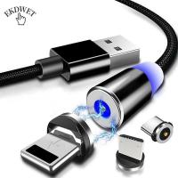 EKDWET สาย USB Fast สายไฟสายชาร์จ อะแดปเตอร์สายแม่เหล็ก ถักเปียไนลอน อแดปเตอร์สายชาร์จ ปลั๊กสายชาร์จ ที่ชาร์จแม่เหล็กแบบ USB สายเคเบิลข้อมูลแม่เหล็ก ที่ชาร์จแม่เหล็กแบบ USB ปลั๊กแม่เหล็กแบบกลม