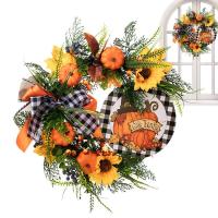 Sunflower Door Wreath Bowtie and Pumpkin Autumn Wreath Outdoor Fall Decorations for the Porch Front Door Decorations Fall Decorations for Home Pumpkin Decor well-suited