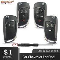 กุญแจรถ OkeyTech สำหรับ Opel Vauxhall Insignia Astra,สำหรับ Chevrolet โลวาอาวีโอ Cruze สำหรับกุญแจรถดัดแปลงรีโมทพลิกพับได้ออโต้