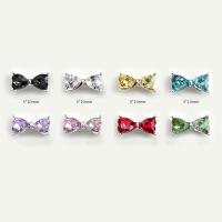 10Pcs Heart Diamond Bowtie Nail Art Decors Colorful K9 Glass Crystal Jewelry Gemstones French Super Sparkling Alloy Nail Charms