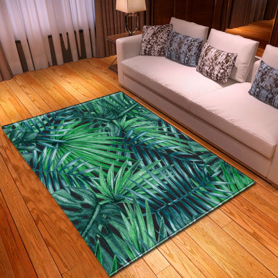 20213D Living Room Area Rug Palm Leaves Rugs for Bed Room Soft Anti-slip Door Mat Rainforest Style Home Decor Parlor Rug Carpet