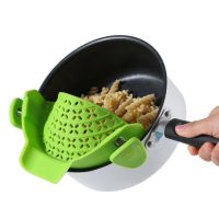 Silicone Strainer Kitchen Strainer Clip Pan Drain Rack Bowl Funnel Rice Pasta Vegetable Washing Colander Draining Excess Liquid